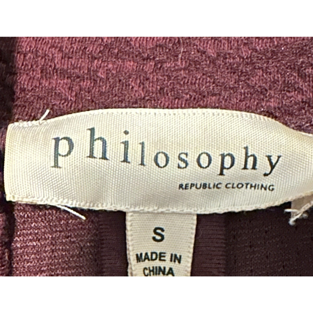 Philosophy‎ Women Small Cardigan Open Front Longline Burgundy Red - Picture 6 of 10